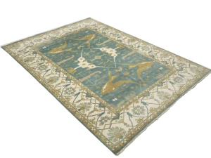 Greenish Gray Floral Traditional 10X14 Oushak Oriental Rug