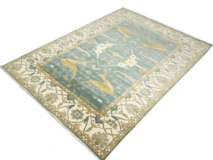 Greenish Gray Floral Traditional 10X14 Oushak Oriental Rug