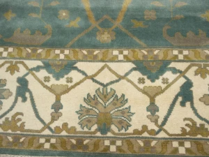 Greenish Gray Floral Traditional 10X14 Oushak Oriental Rug