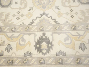 Muted Cream Floral 10X14 Oushak Chobi Oriental Rug