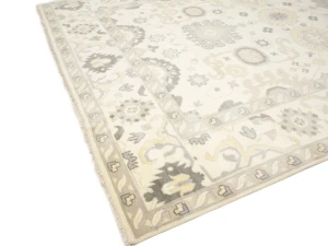 Muted Cream Floral 10X14 Oushak Chobi Oriental Rug