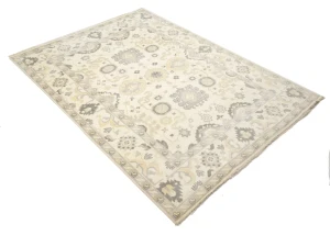 Muted Cream Floral 10X14 Oushak Chobi Oriental Rug