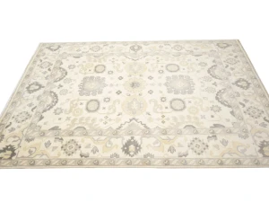 Muted Cream Floral 10X14 Oushak Chobi Oriental Rug