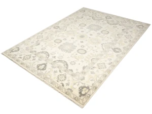 Muted Cream Floral 10X14 Oushak Chobi Oriental Rug