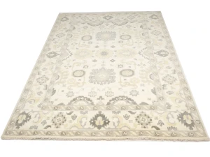 Muted Cream Floral 10X14 Oushak Chobi Oriental Rug