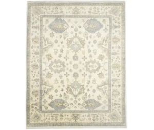Muted Cream Floral 9X12 Oushak Chobi Oriental Rug