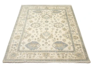 Muted Cream Floral 9X12 Oushak Chobi Oriental Rug