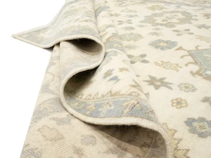 Muted Cream Floral 9X12 Oushak Chobi Oriental Rug