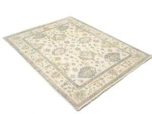 Muted Cream Floral 9X12 Oushak Chobi Oriental Rug