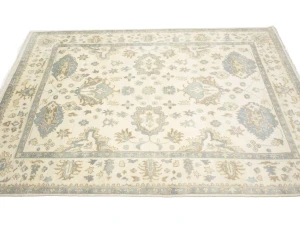 Muted Cream Floral 9X12 Oushak Chobi Oriental Rug