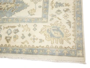 Muted Cream Floral 9X12 Oushak Chobi Oriental Rug
