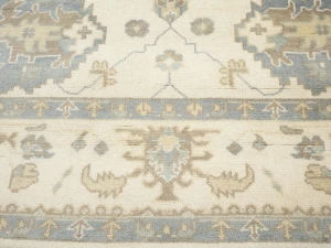 Muted Cream Floral 9X12 Oushak Chobi Oriental Rug