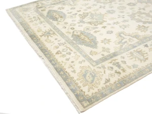 Muted Cream Floral 9X12 Oushak Chobi Oriental Rug
