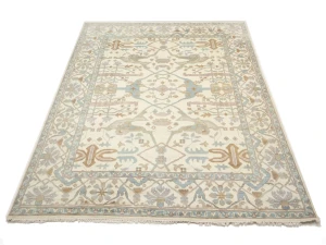 Muted Cream Floral Transitional 9X12 Oushak Oriental Rug
