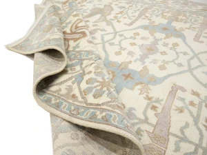 Muted Cream Floral Transitional 9X12 Oushak Oriental Rug