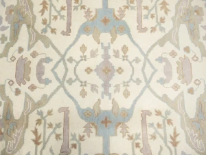 Muted Cream Floral Transitional 9X12 Oushak Oriental Rug
