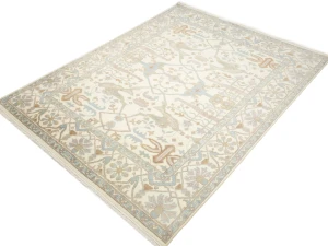 Muted Cream Floral Transitional 9X12 Oushak Oriental Rug
