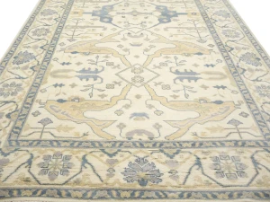 Muted Cream Floral Transitional 8X15 Oushak Oriental Rug