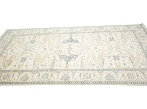 Muted Cream Floral Transitional 8X15 Oushak Oriental Rug