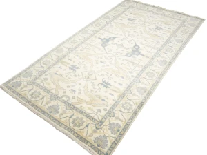 Muted Cream Floral Transitional 8X15 Oushak Oriental Rug
