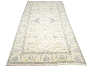 Muted Cream Floral Transitional 8X15 Oushak Oriental Rug