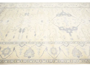 Muted Beige Floral Transitional 9X18 Oushak Oriental Rug