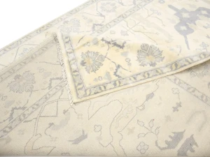 Muted Beige Floral Transitional 9X18 Oushak Oriental Rug