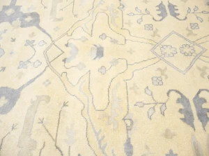 Muted Beige Floral Transitional 9X18 Oushak Oriental Rug