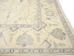 Muted Beige Floral Transitional 9X18 Oushak Oriental Rug