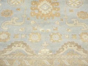 Muted Gray Floral 10X14 Oushak Chobi Oriental Rug