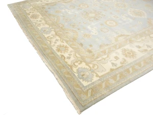 Muted Gray Floral 10X14 Oushak Chobi Oriental Rug