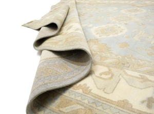 Muted Gray Floral 10X14 Oushak Chobi Oriental Rug