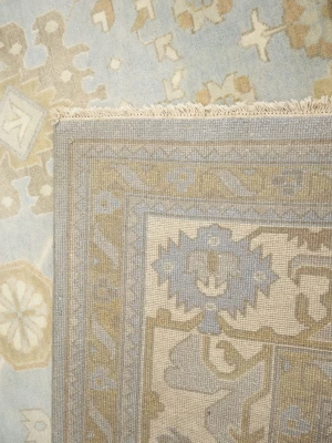 Muted Gray Floral 10X14 Oushak Chobi Oriental Rug