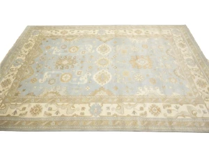 Muted Gray Floral 10X14 Oushak Chobi Oriental Rug