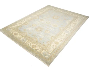 Muted Gray Floral 10X14 Oushak Chobi Oriental Rug
