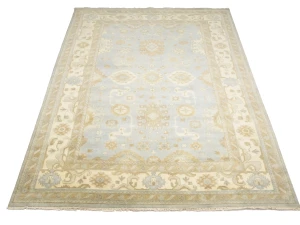 Muted Gray Floral 10X14 Oushak Chobi Oriental Rug