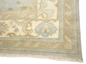 Muted Gray Floral 10X14 Oushak Chobi Oriental Rug