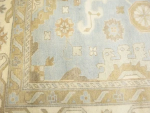Muted Gray Floral 10X14 Oushak Chobi Oriental Rug