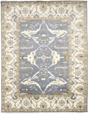 Muted Gray Floral Transitional 10X14 Oushak Oriental Rug