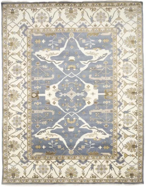 Muted Gray Floral Traditional 10x14 Oushak Oriental Rug