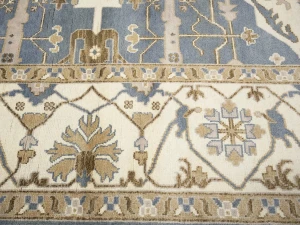 Muted Gray Floral Transitional 10X14 Oushak Oriental Rug