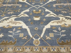 Muted Gray Floral Transitional 10X14 Oushak Oriental Rug
