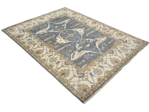 Muted Gray Floral Transitional 10X14 Oushak Oriental Rug