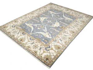 Muted Gray Floral Transitional 10X14 Oushak Oriental Rug