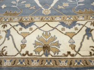 Muted Gray Floral Transitional 10X14 Oushak Oriental Rug