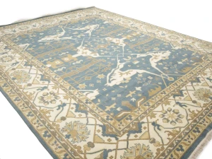 Muted Blue-gray Floral Transitional 12X15 Oushak Oriental Rug