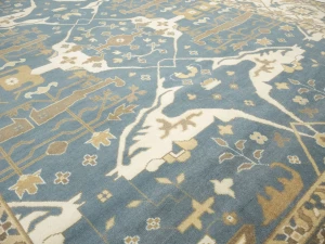 Muted Blue-gray Floral Transitional 12X15 Oushak Oriental Rug