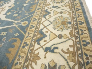Muted Blue-gray Floral Transitional 12X15 Oushak Oriental Rug