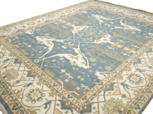 Muted Blue-gray Floral Transitional 12X15 Oushak Oriental Rug