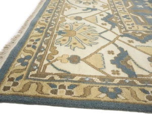 Muted Blue-gray Floral Transitional 12X15 Oushak Oriental Rug